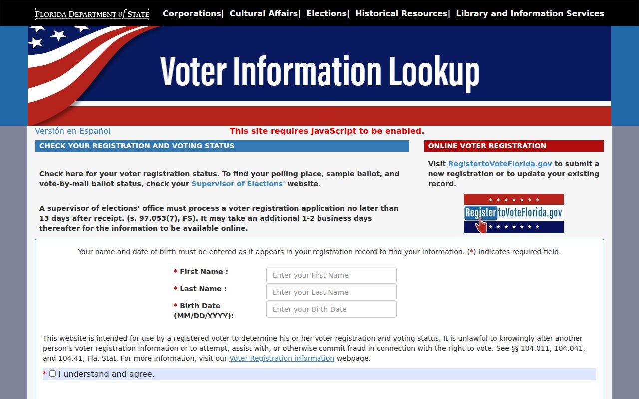 Miami residents directory Florida voter status search