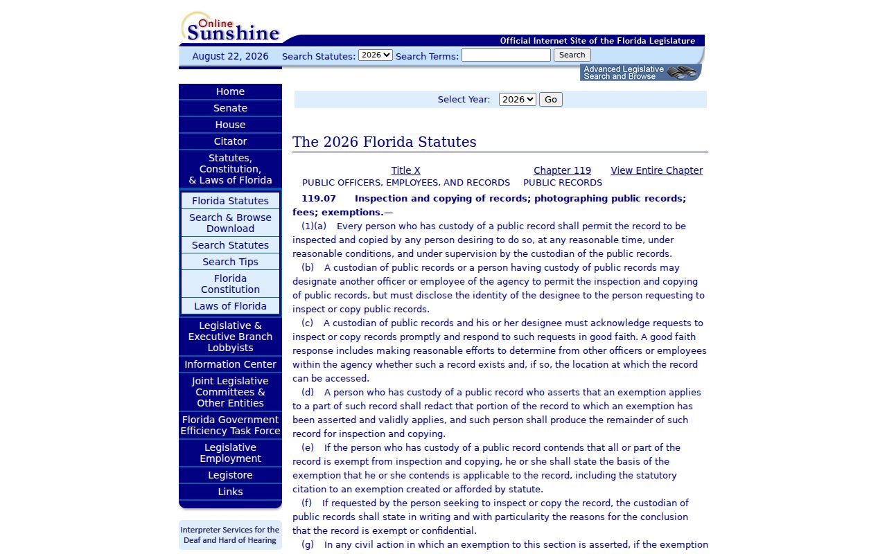 Miami residents directory Florida public records law