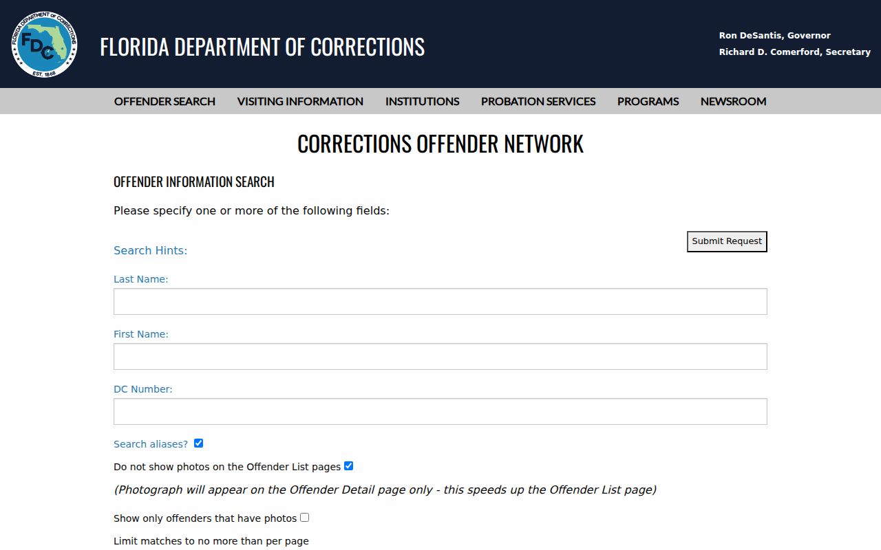 Miami neighbors Florida Corrections official search