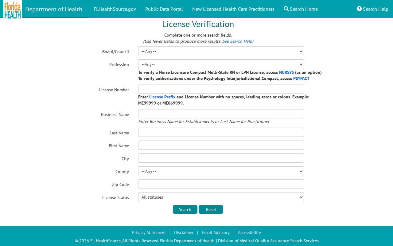 Miami neighbors health care license verification