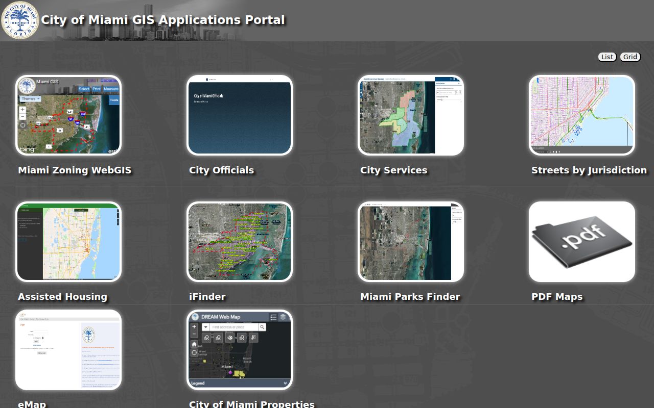 Miami street directory city GIS applications