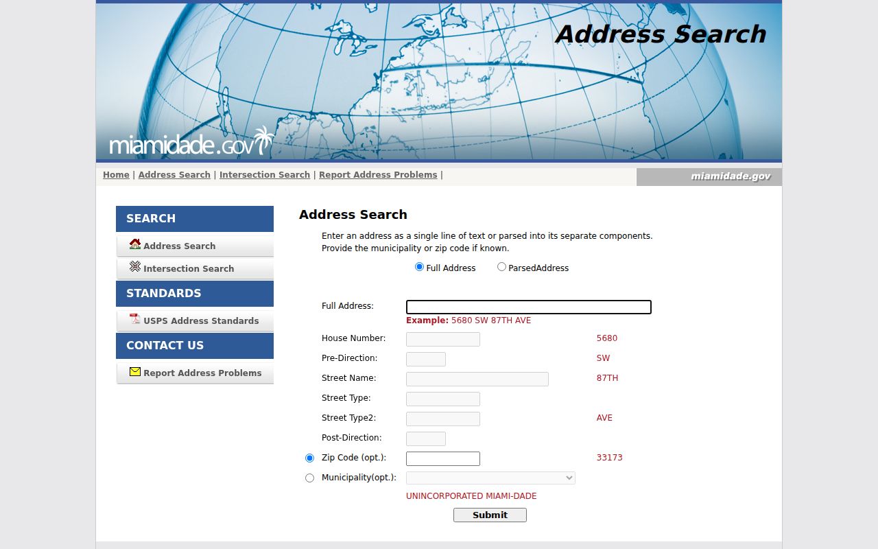 Miami street directory county address search fields